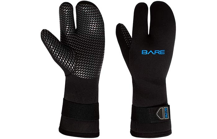 Bare Three Finger Aqua Gloves