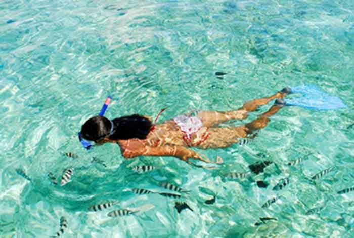 Picture of a lady snorkeling on surface